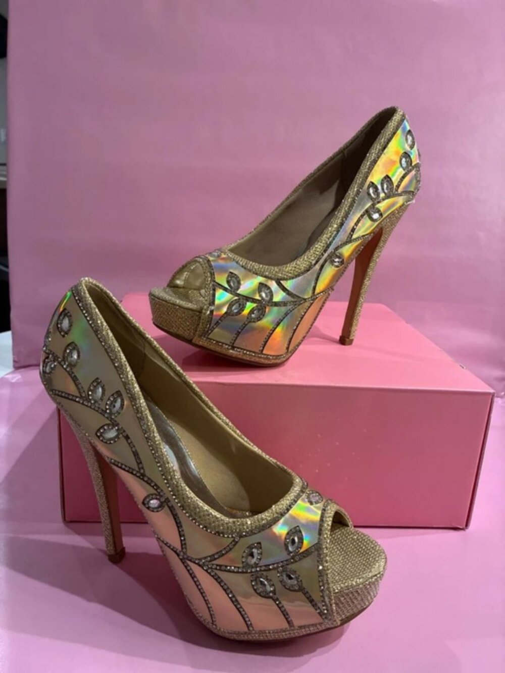 Gold Rhinestone Heels - Picture 4 of 4